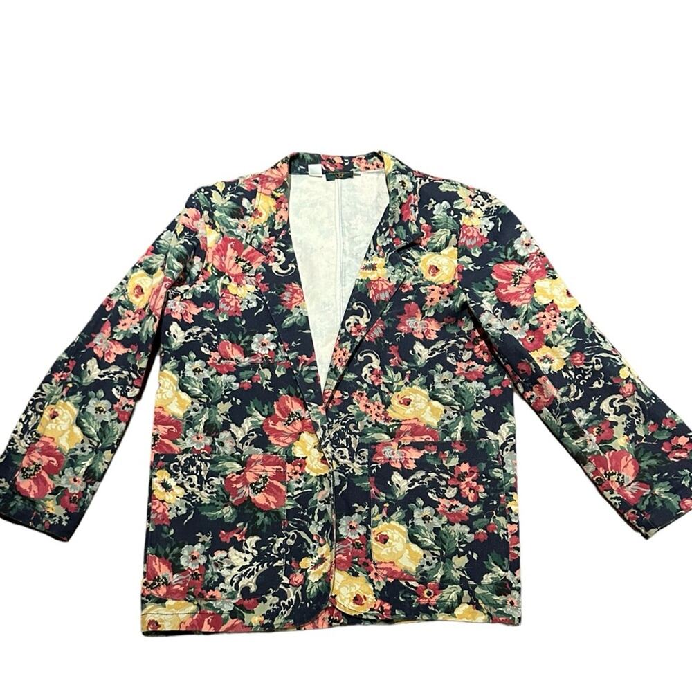 Vintage Willowbend Women’s Size Medium Floral Cotton Twill Blazer Made in USA